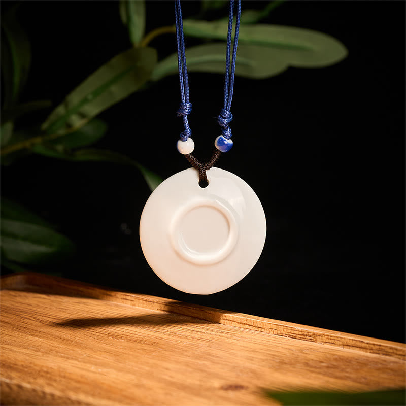 Collar de cerámica con símbolo de loto, peonía étnica, flores de melocotón y piedras de Buddha Stones, colgante de iluminación. - image 15