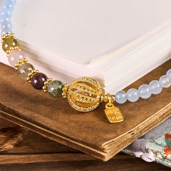 Llavero colgante para teléfono con Buddha Stones, personaje Fu, calcedonia azul, equilibrio emocional - image 1