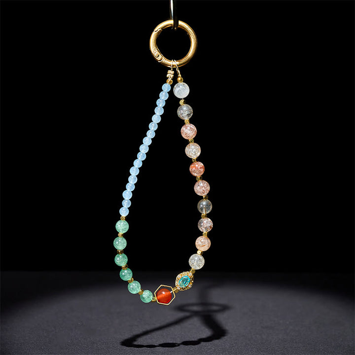 Llavero colgante para teléfono con cuentas de calcedonia azul Super Seven Crystal de Buddha Stones - image 3