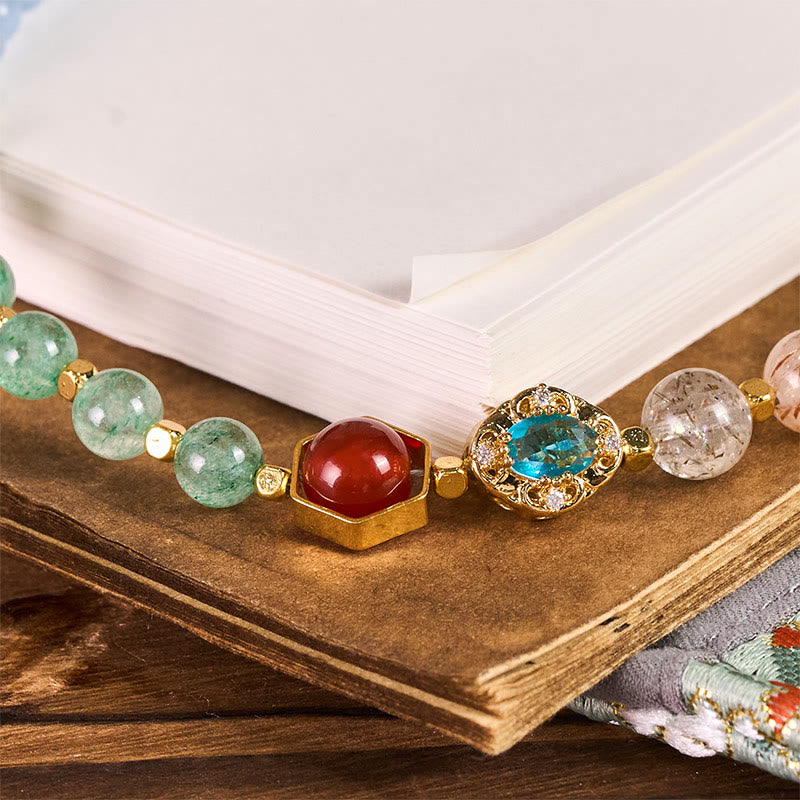 Llavero colgante para teléfono con cuentas de calcedonia azul Super Seven Crystal de Buddha Stones - image 1