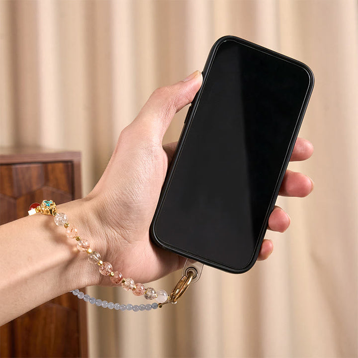 Llavero colgante para teléfono con cuentas de calcedonia azul Super Seven Crystal de Buddha Stones - image 4