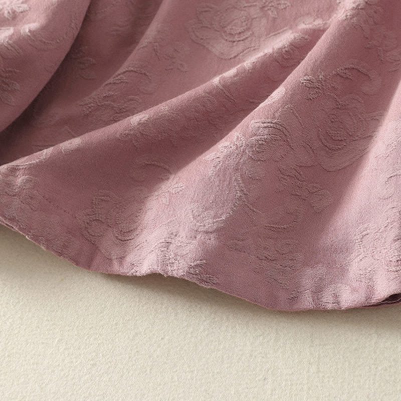 Camisa de manga larga con botones, estampado jacquard de Buddha Stones y tapeta diagonal para mujer, de algodón y lino. - image 17