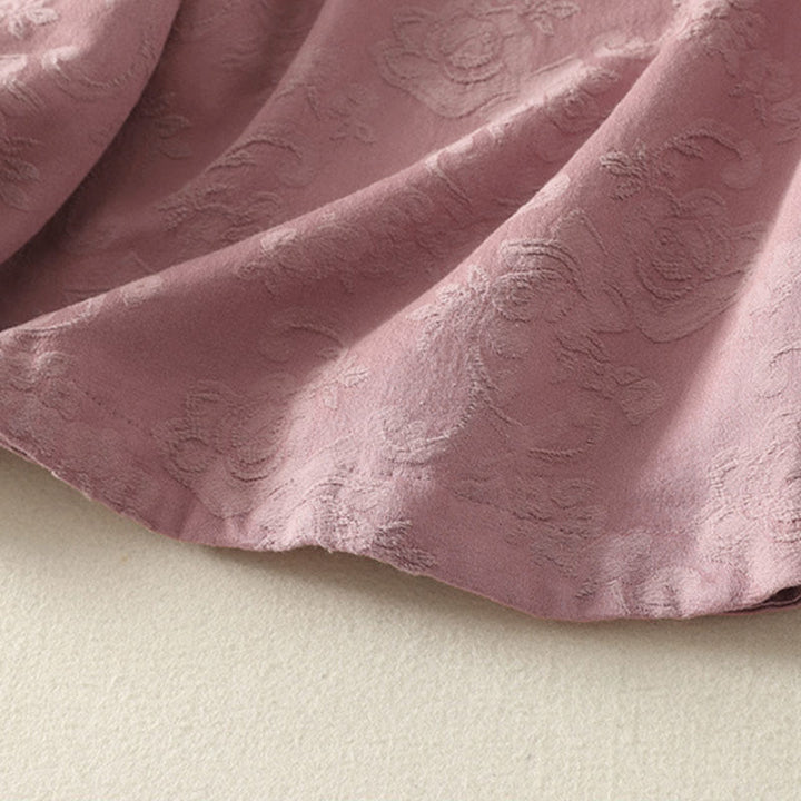 Camisa de manga larga con botones, estampado jacquard de Buddha Stones y tapeta diagonal para mujer, de algodón y lino. - image 17