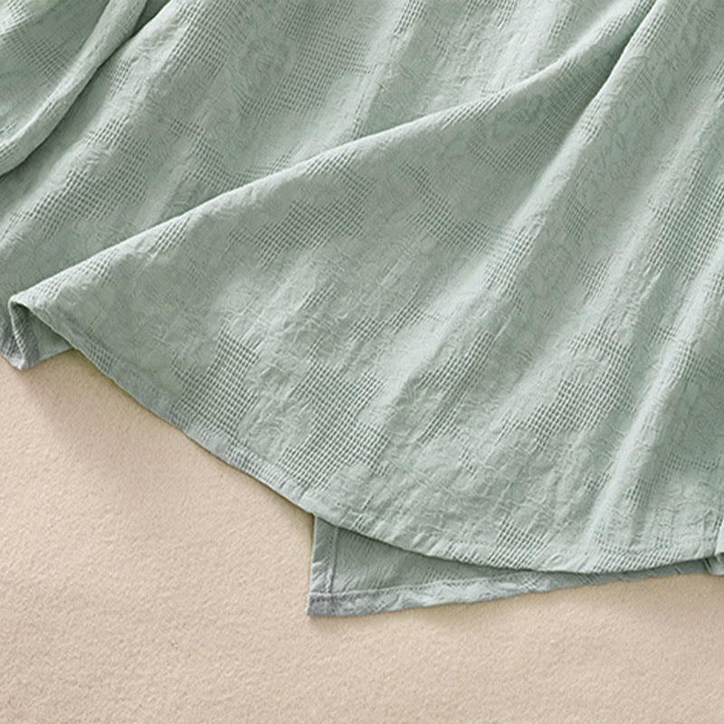 Camisa de manga larga de algodón para mujer con diseño plisado y bajo irregular en jacquard con Buddha Stones - image 39