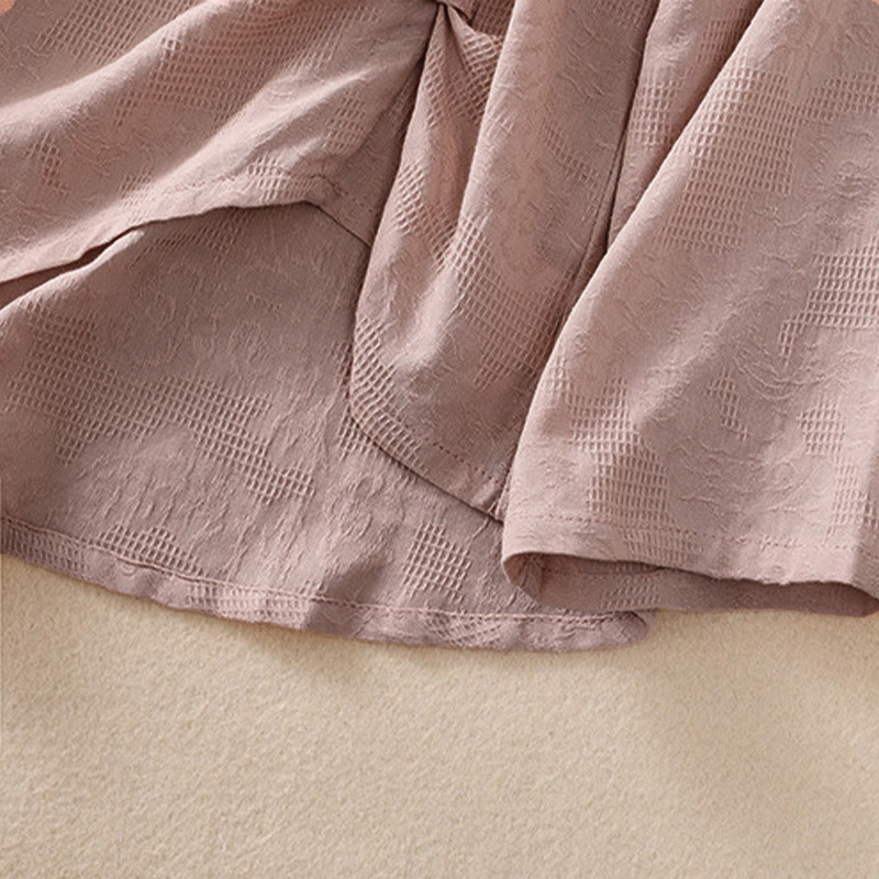 Camisa de manga larga de algodón para mujer con diseño plisado y bajo irregular en jacquard con Buddha Stones - image 22