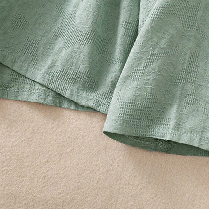 Camisa de manga larga de algodón para mujer con diseño asimétrico bordado de Buddha Stones y botones de rana - image 6