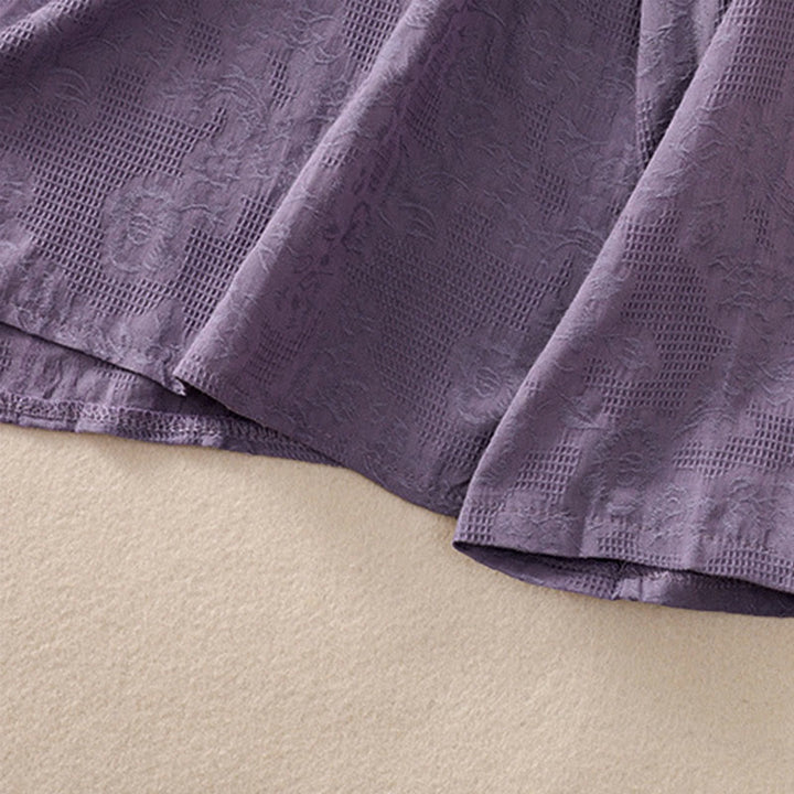 Camisa de manga larga de algodón para mujer con diseño asimétrico bordado de Buddha Stones y botones de rana - image 37