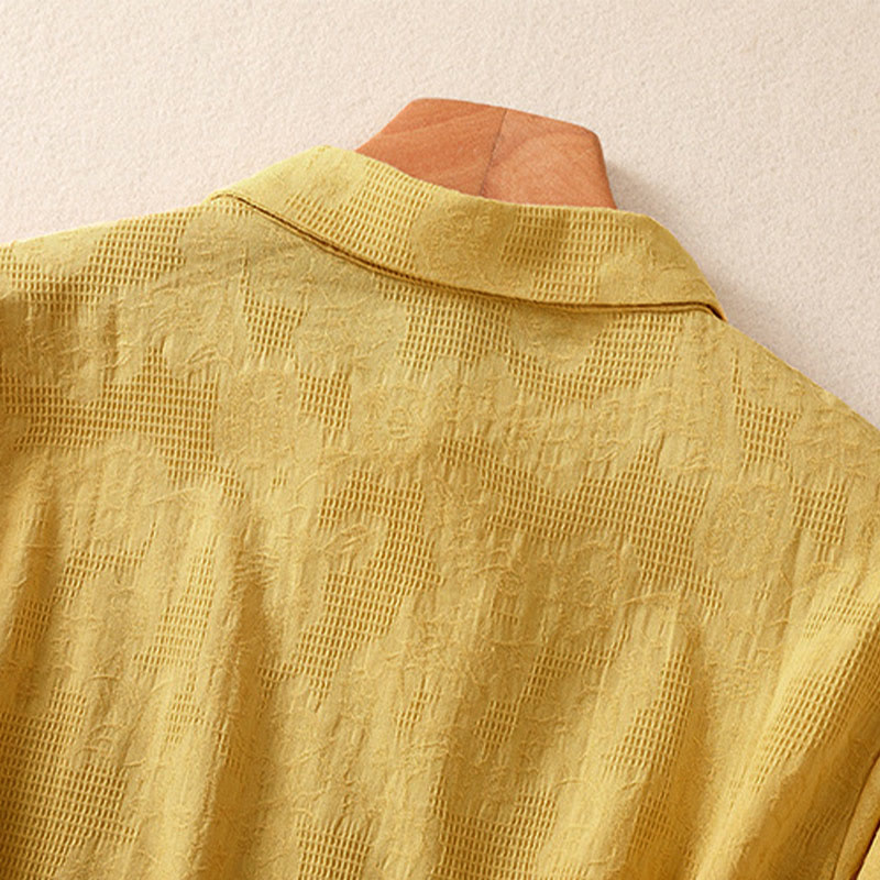 Camisa de manga larga de algodón para mujer con diseño asimétrico bordado de Buddha Stones y botones de rana - image 27