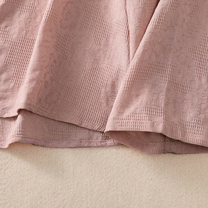 Camisa de manga larga de algodón para mujer con diseño asimétrico bordado de Buddha Stones y botones de rana - image 22