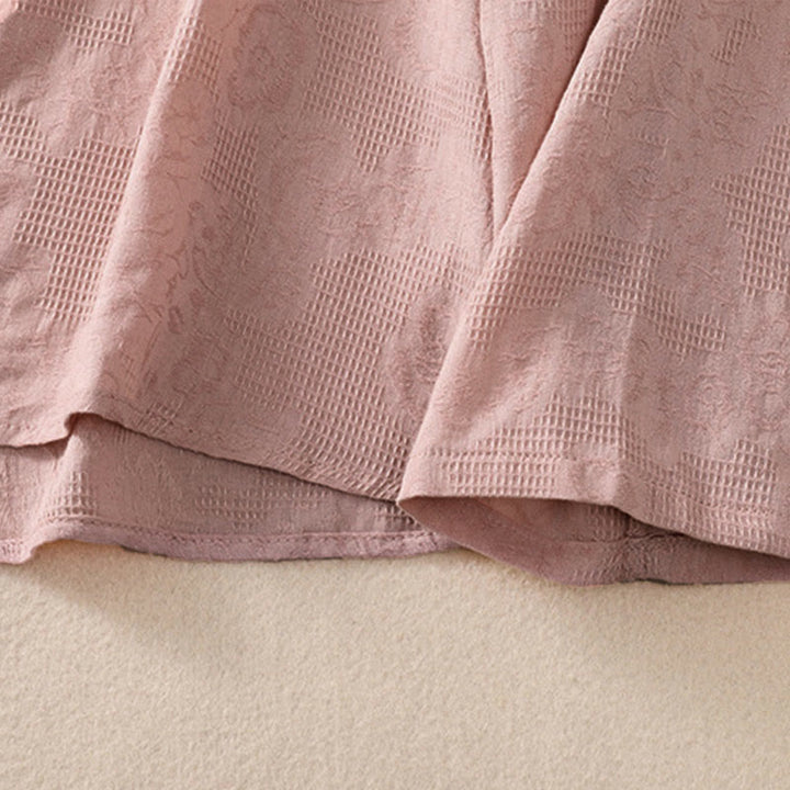 Camisa de manga larga de algodón para mujer con diseño asimétrico bordado de Buddha Stones y botones de rana - image 22