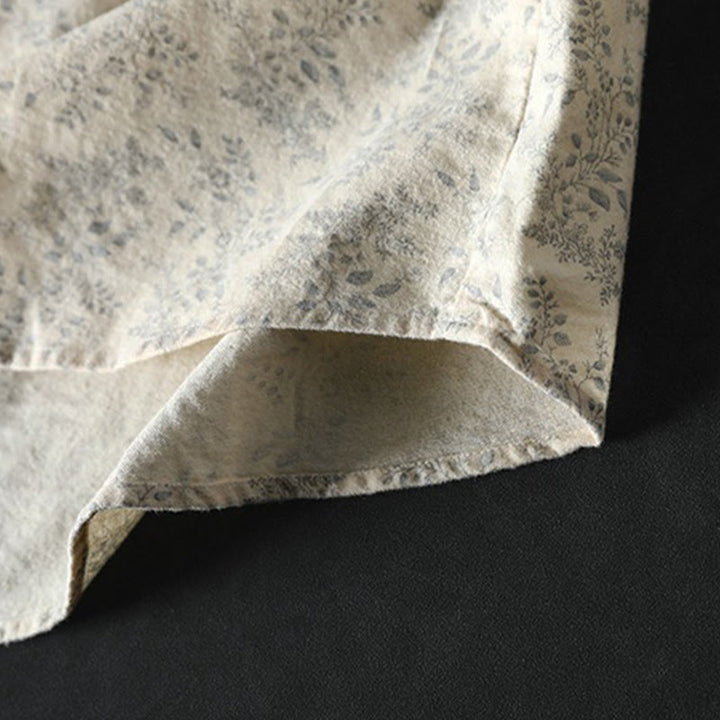 Camisa de manga larga de algodón para mujer con botones y diseño floral otoñal con Buddha Stones - image 8