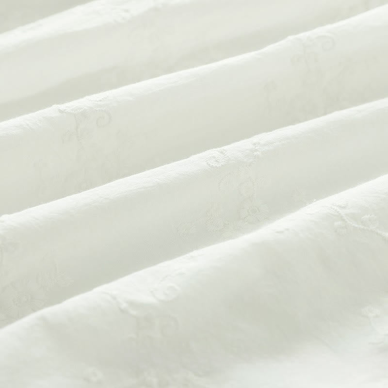 Camisa de manga larga de algodón para mujer con cuello con volantes, botones florales bordados en relieve y estampado de Buddha Stones. - image 16