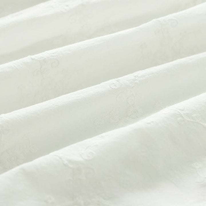 Camisa de manga larga de algodón para mujer con cuello con volantes, botones florales bordados en relieve y estampado de Buddha Stones. - image 16