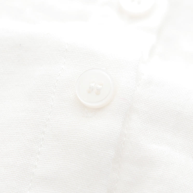 Camisa de manga larga de algodón para mujer con botones de hierba verde y blanco con Buddha Stones y estampado otoñal - image 10