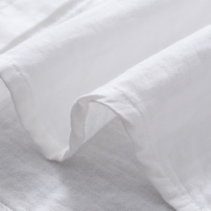 Camisa de manga larga de algodón para mujer con bordado de flores a rayas geométricas blancas y Buddha Stones) - image 8