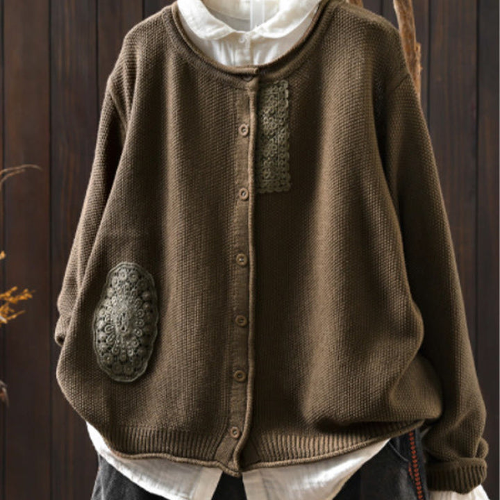 Suéter cárdigan de punto de manga larga para mujer, de algodón, con botones florales y Buddha Stones. - Perú - US4-6, UK/AU8-10, EU36-38 (F) - image 3
