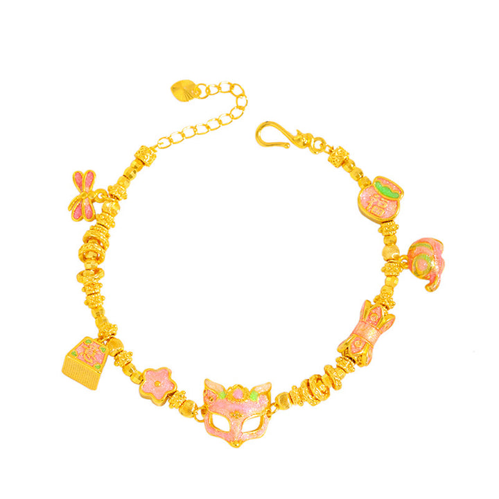 Pulsera de la fortuna de cobre con dije de Ruyi y personaje de zorro Fu con Buddha Stones - image 4