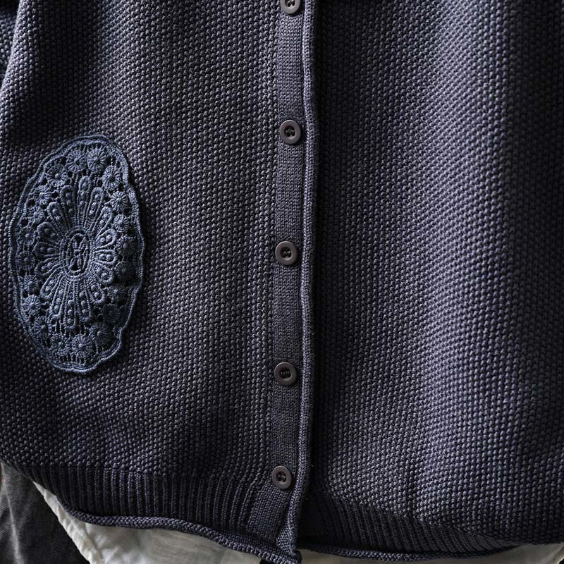 Suéter cárdigan de punto de manga larga para mujer, de algodón, con botones florales y Buddha Stones. - image 27