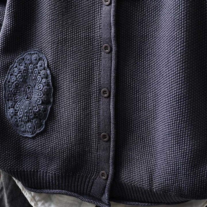 Suéter cárdigan de punto de manga larga para mujer, de algodón, con botones florales y Buddha Stones. - image 27