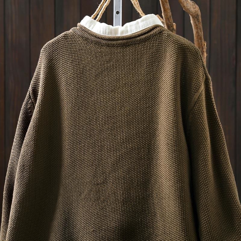 Suéter cárdigan de punto de manga larga para mujer, de algodón, con botones florales y Buddha Stones. - image 7