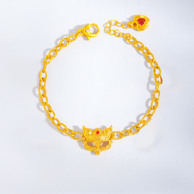 Pulsera de cobre con dije de corazón y diseño de zorro con Buddha Stones - image 1