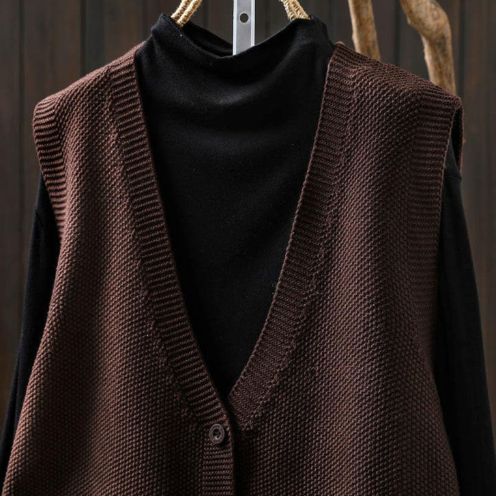 Chaleco sin mangas de algodón tejido para mujer con bordado de figuras de Buddha Stones, piedras, conejo y árbol. - image 22