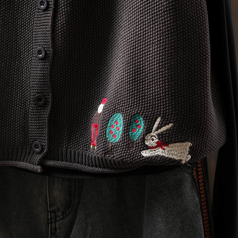 Chaleco sin mangas de algodón tejido para mujer con bordado de figuras de Buddha Stones, piedras, conejo y árbol. - image 20