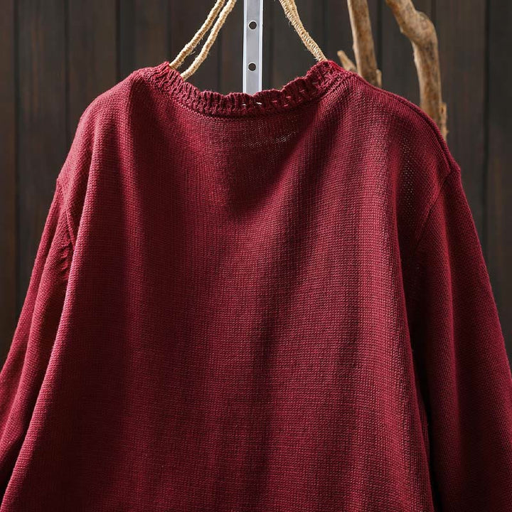 Cárdigan de punto de manga larga para mujer, con botones de encaje y estampado de Buddha Stones, de algodón, con bolsillos. - image 4