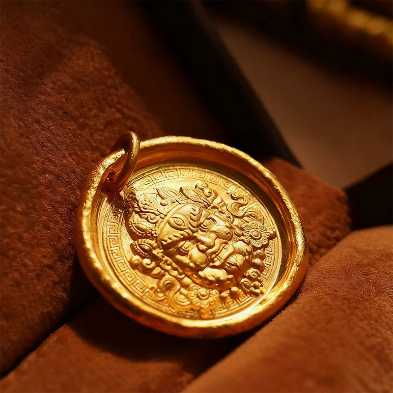 Collar con colgante de cadena de prosperidad Jambhala de cobre amarillo con Buddha Stones - image 4