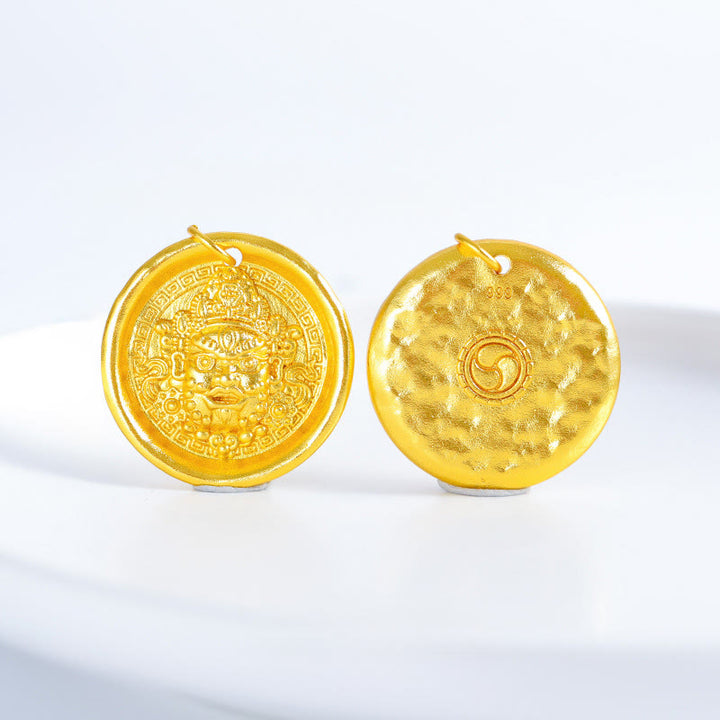 Collar con colgante de cadena Jambhala amarilla de latón chapado en oro de 24k con Buddha Stones y símbolo de prosperidad y protección. - image 6