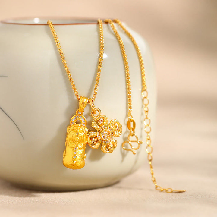 Collar con colgante de cadena de prosperidad con cruz Pixiu Dorje Vajra de Buddha Stones y cobre - image 4