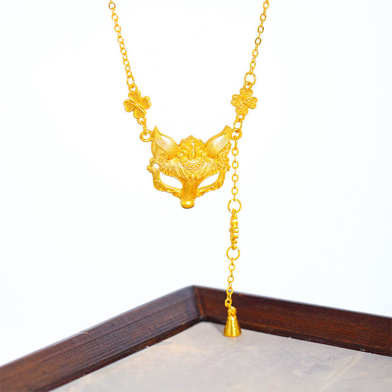 Collar con colgante de equilibrio de cobre con borla, diseño de flor de zorro dorado y piedra de Buda - image 4