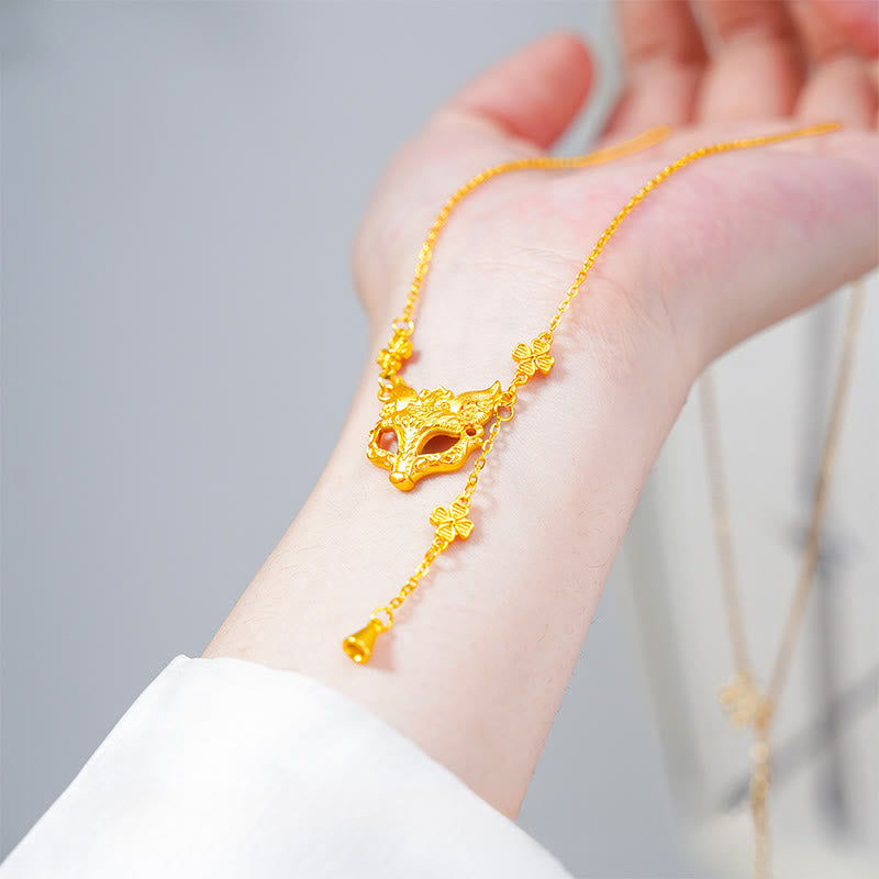 Collar con colgante de borla con diseño de flor de zorro y latón chapado en oro de 24k con piedra de Buda - image 3