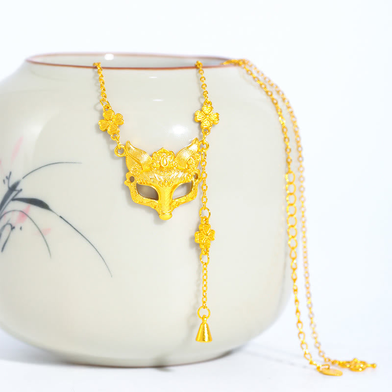 Collar con colgante de equilibrio de cobre con borla, diseño de flor de zorro dorado y piedra de Buda - image 0