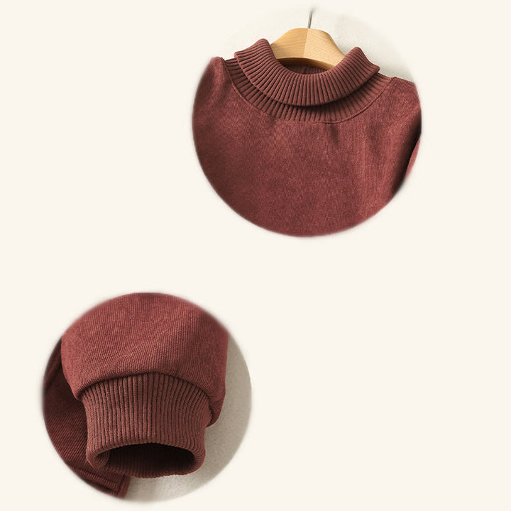 Vestido midi de manga larga para mujer, de algodón cálido, cuello alto y con bolsillos , Buddha Stones. - image 15