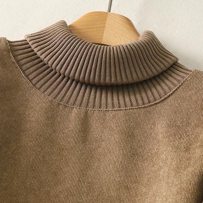 Vestido midi de manga larga para mujer, de algodón cálido, cuello alto y con bolsillos , Buddha Stones. - image 2