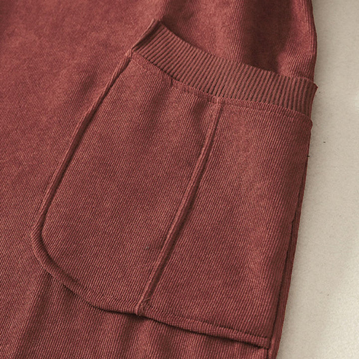 Vestido midi de manga larga para mujer, de algodón cálido, cuello alto y con bolsillos , Buddha Stones. - image 10