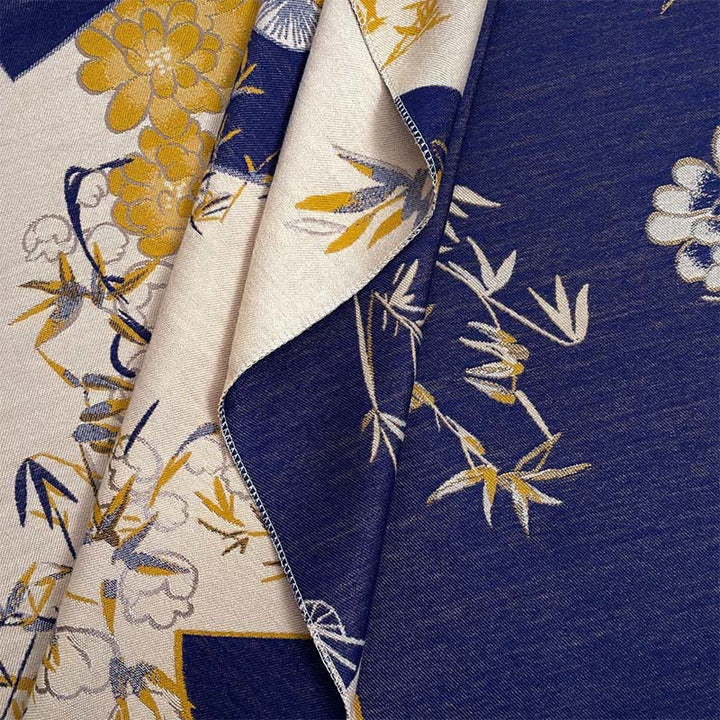 Bufanda/chal acogedor con estampado de flores de peonía, abanico de invierno con Buddha Stones y bambú - image 3