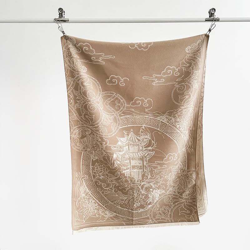 Bufanda/chal acogedor con estampado de Buddha Stones, pabellón de otoño, peces koi, flores y olas - image 16