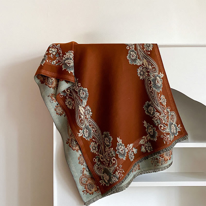 Bufanda/chal cálido y acogedor con estampado de enredaderas de flores de anacardo y Buddha Stones en otoño - image 1