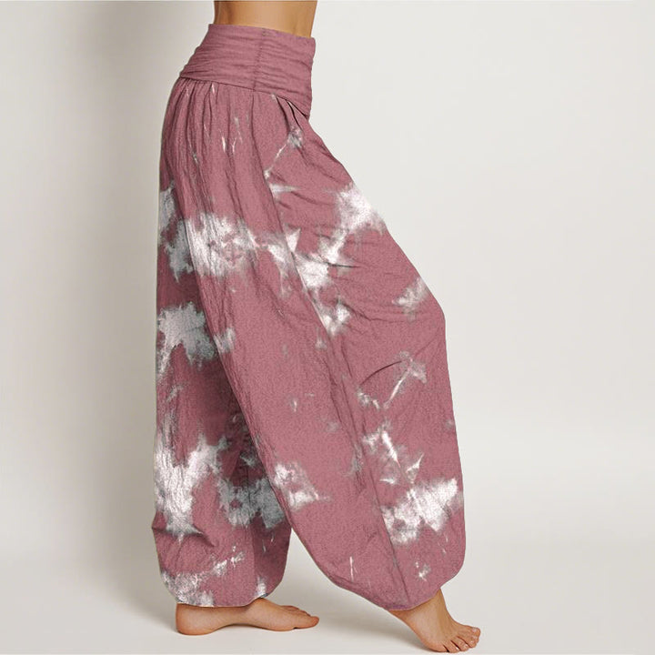 Pantalones Buddha Stones de algodón puro con estampado tie-dye de líneas blancas y lunares para mujer, con cintura elástica - image 9