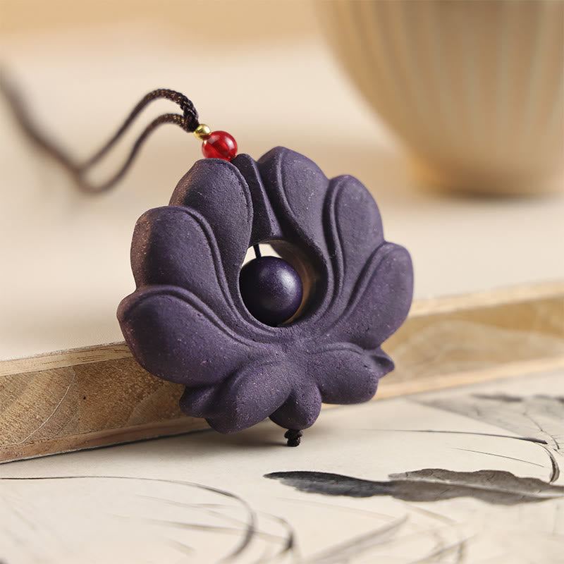 Collar con colgante de la fortuna , con Buddha Stones, máscara de zorro, mariposa y hebilla Taotie de la paz. - Flor - image 6