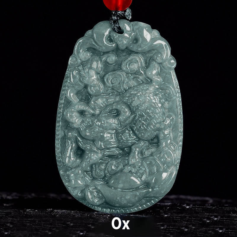 Collar con colgante de cuerda de la suerte con Buddha Stones , jade del zodiaco chino, año del caballo - Buey - image 11