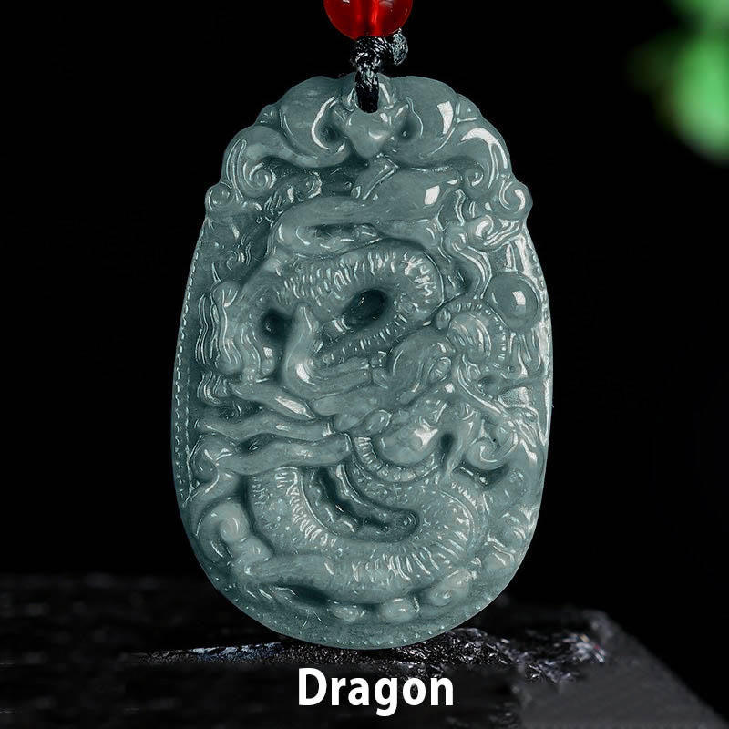 Collar con colgante de cuerda de la suerte con Buddha Stones , jade del zodiaco chino, año del caballo - Dragón - image 14
