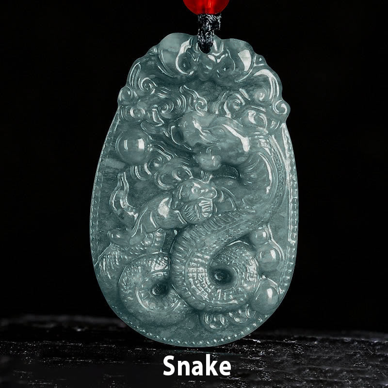Collar con colgante de cuerda de la suerte con Buddha Stones , jade del zodiaco chino, año del caballo - Serpiente - image 15