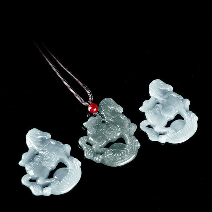 Collar con colgante de cuerda de lingote de jade del Año del Caballo con Buddha Stones , suerte y prosperidad - image 10