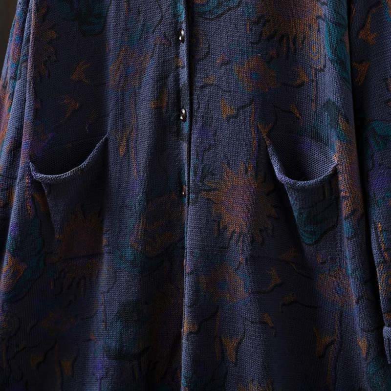 Cárdigan de punto de manga larga para mujer con botones, botones y bolsillos, estampado de girasoles y Buddha Stones. - image 24