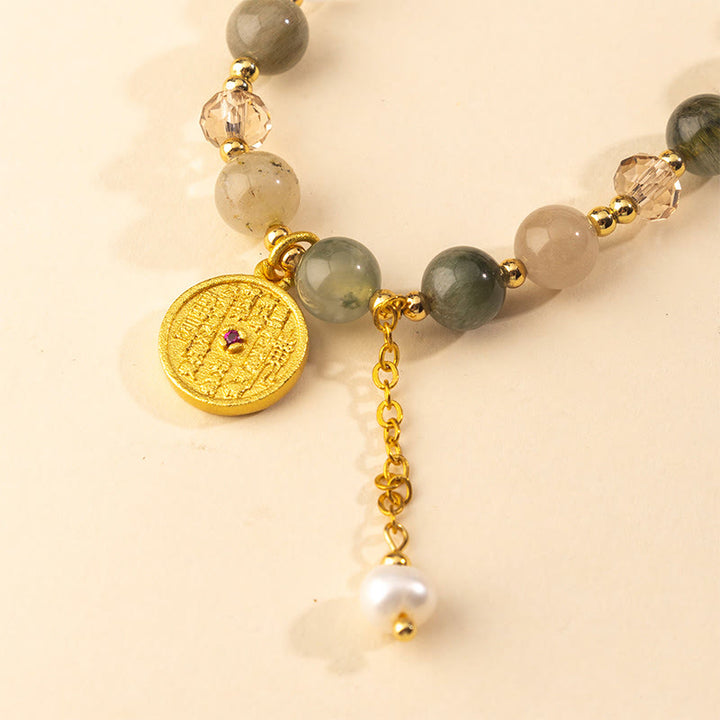 Pulsera de doble vuelta de cobre con cuarzo rutilado de colores y Buddha Stones para la buena fortuna - image 3