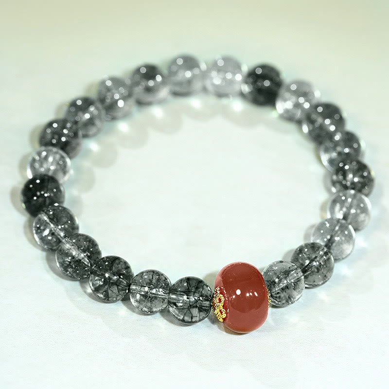 Pulsera positiva de ágata roja fantasma verde con Buddha Stones - image 1