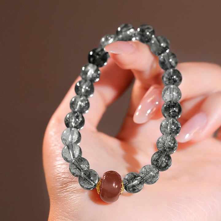 Pulsera positiva de ágata roja fantasma verde con Buddha Stones - image 4